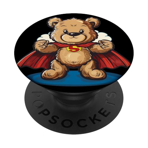 Lustiges Helden-Teddy-Kostüm für Superhelden-Liebhaber PopSockets Klebender PopGrip von Superhero Teddy Bear Outfit