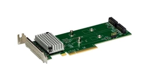 SUPERMICRO LP PCIe 4.0 x8 Hybrid NVMe/SATA M.2 RAID 0/1 Carrier, SAS3808 RAID Controller [AOC-SLG4-2H8M2-O] von Supermicro