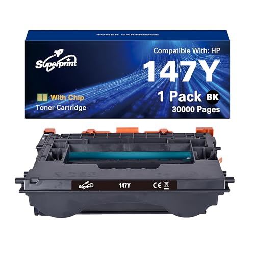 Superprint 147Y Tonerkartusche (Mit Chip) Kompatibel für HP 147Y W1470A W1470X W1470X Toner Schwarz für Laserjet Enterprise M611 M612 MFP M634 M635 M636 Serie (Extragroß, 30000 Seiten) von Superprint