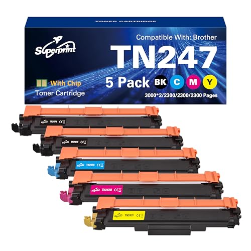 Superprint TN247 Toner Kompatibel für Brother TN-247 TN-243CMYK für MFC-L3710CW L3730CDN L3750CDW L3770CDW HL-L3210CW L3230CDW L3270CDW DCP-L3510CDW L3550CDW (2 Schwarz, 1 Cyan, 1 Magenta, 1 Gelb) von Superprint