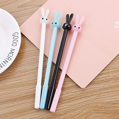 Kawaii Gelschreiber Supertool 6 Stück schöne Gelstifte 0,5 mm süße schwarze Tinte Kaninchen-Kugelschreiber für Kinder Schule Büro Familie (weiß) von Supertool