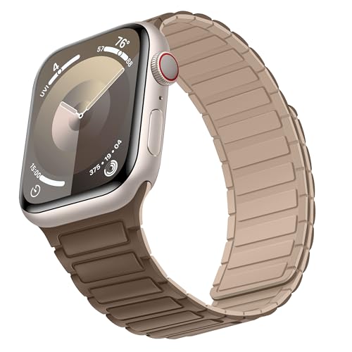 Suphart Armband Kompatibel mit Apple Watch Armband 41mm 40mm 38mm, Magnetische Ersatzarmband Weiches Silikon Armband für iWatch SE Series 9 8 7 6 5 4 3 2 1, Braun von Suphart