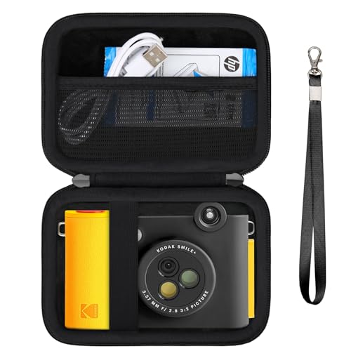 Supmay Harte Tragetasche für Kodak Smile+ kabellose digitale Sofortdruckkamera, Fotodrucker, Reiseaufbewahrungshalter, Netztasche für USB-Kabel, Zink-Fotopapier, SD-Karte, Schwarz von Supmay