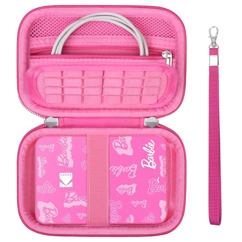 Supmay Hartschalen-Tragetasche für Kodak Step Color Sofortbilddrucker/Kodak Barbie x Step Slim Wireless Instant Portable Photo Mobile Drucker, Reißverschluss-Netztasche für USB-Kabel, Fotopapier, Rosa von Supmay