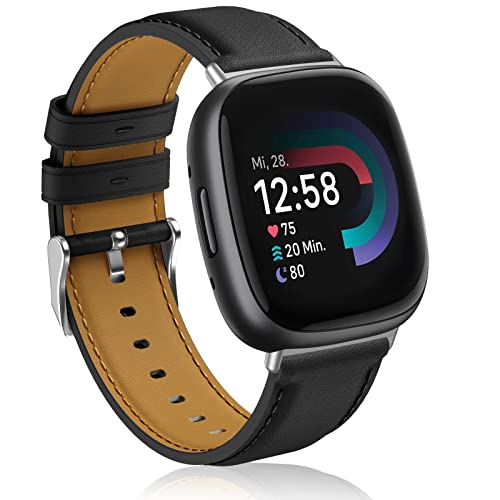 Supore Kompatibel mit Fitbit Versa 4/Versa 3 Armband, Weiches Leder Armband für Fitbit Versa 4/Fitbit Versa 3/Fitbit Sense/Fitbit Sense 2 Herren Damen von Supore