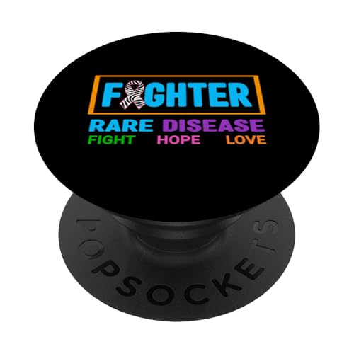 Aufklärungsshirt für seltene Krankheiten - Fighter Rare Disease Day 2025 PopSockets Klebender PopGrip von Support Rare Disease Zebra Ribbons Apparel.