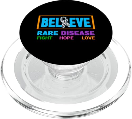 Believe Shirt zur Sensibilisierung für seltene Krankheiten - Tag der seltenen Krankheiten 2025 PopSockets PopGrip für MagSafe von Support Rare Disease Zebra Ribbons Apparel.