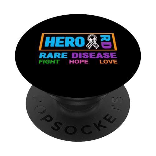 Hero Shirt zur Sensibilisierung für seltene Krankheiten - Tag der seltenen Krankheiten 2025 PopSockets Klebender PopGrip von Support Rare Disease Zebra Ribbons Apparel.