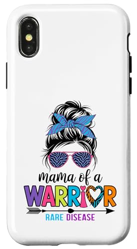 Hülle für iPhone X/XS Mama of a Warrior Shirt - Tag des Bewusstseins für seltene Krankheiten 2025 von Support Rare Disease Zebra Ribbons Apparel.