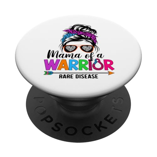 Mama of a Warrior Shirt - Tag des Bewusstseins für seltene Krankheiten 2025 PopSockets Klebender PopGrip von Support Rare Disease Zebra Ribbons Apparel.