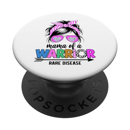 Mama of a Warrior Shirt - Tag des Bewusstseins für seltene Krankheiten 2025 PopSockets Klebender PopGrip von Support Rare Disease Zebra Ribbons Apparel.