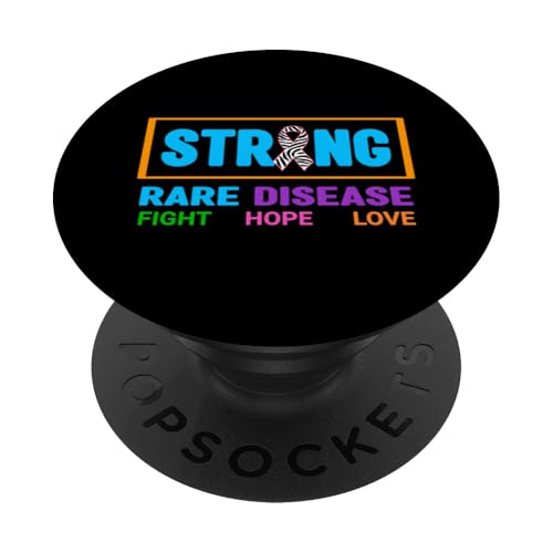 Shirt zum Bewusstsein für seltene Krankheiten – Tag der starken seltenen Krankheit 2025 PopSockets Klebender PopGrip von Support Rare Disease Zebra Ribbons Apparel.