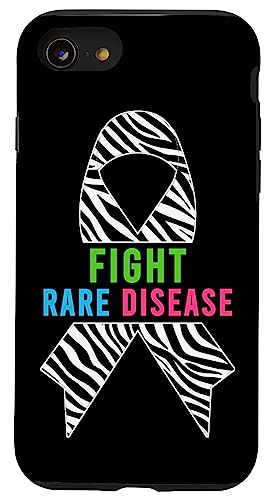 Hülle für iPhone SE (2020) / 7 / 8 T-Shirt zum Tag der Seltenen Krankheiten 2025 — Bekämpfen Sie das Bewusstsein für seltene Krankheiten von Support Rare Diseases - Zebra Ribbon Apparel.