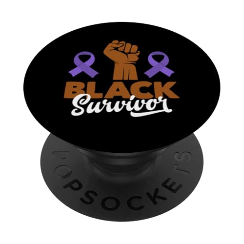 Hodgkin-Lymphom Awareness Black Survivor Violettes Band PopSockets Klebender PopGrip von Supporters Hodgkin's Lymphoma Fighters Survivors