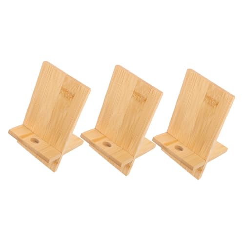 Supvox 3St Handyhalter aus Holz Tragbarer Handyständer Holz Handyhalter Handmikrofon Stützender Stangenbettrahmen Zubehör-Puzzle Telefonhalter aus Holz Telefon Ladestation Hölzern Beige von Supvox