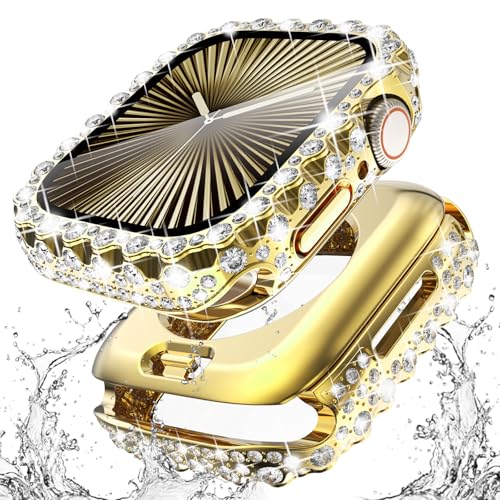 Surace 2-in-1 wasserdichte Bling Hülle kompatibel mit Apple Watch Serie 10 Displayschutzfolie, Spitzenrand, Diamant-Schutzhülle, Stoßfänger, Gesichtsabdeckung für Damen, iWatch 10, Zubehör, 42 mm, von Surace