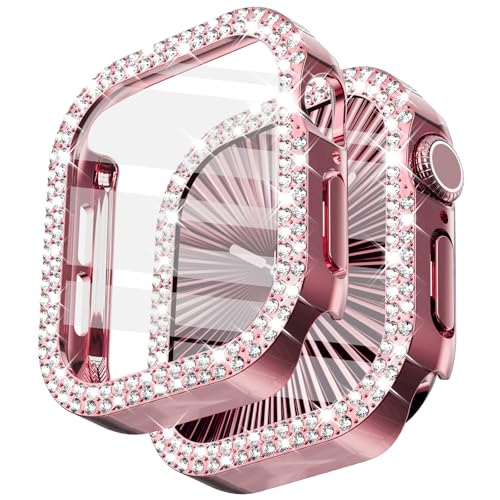 Surace Bling Schutzhülle für Apple Watch mit Displayschutzfolie, kompatibel mit Apple Watch Serie 10, 46 mm, Kristall-Diamant-Gesamthülle, Gesichtsabdeckung, Stoßschutz, kompatibel mit Apple Watch 10, von Surace