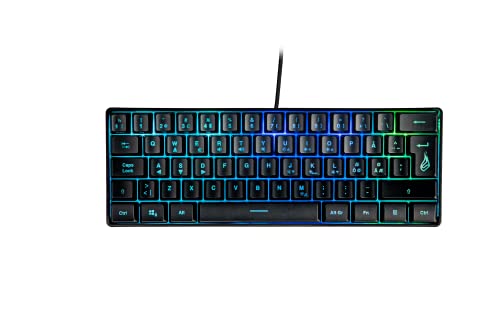 SureFire Kingpin X1 60% Gaming Tastatur Nordic, Gaming Multimedia Keyboard klein & mobil, RGB-Tastatur mit Beleuchtung, 25 Anti-Ghosting-Tasten, skandinavisches Layout QWERTY von SureFire