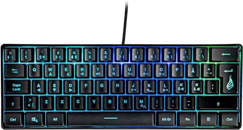 SureFire Kingpin X1 60% Gaming Tastatur Nordic, Gaming Multimedia Keyboard klein & mobil, RGB-Tastatur mit Beleuchtung, 25 Anti-Ghosting-Tasten, skandinavisches Layout QWERTY von SureFire