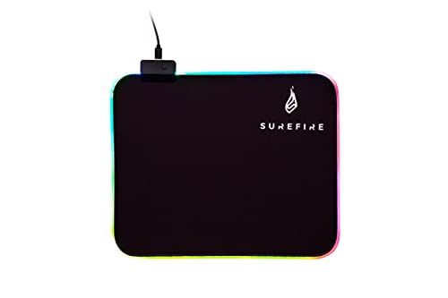 SureFire Silent Flight RGB-320 Gaming Mauspad, 320 mm x 260 mm x 3 mm, RGB Mauspad Gaming, wasserabweisend und rutschfest, Mikrotextur-Stoffoberfläche, Gaming Zubehör, Gaming Unterlage von SureFire