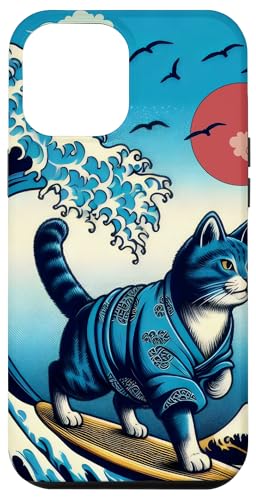 Hülle für iPhone 13 Pro Max Surfing Cat Hokusai Great Wave Off Kanagawa Japanese Retro von Surfing Cat Hokusai Great Wave Off Kanagawa Japan