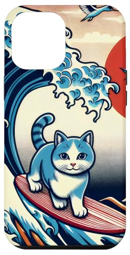 Hülle für iPhone 13 Pro Max Surfing Cat Hokusai Great Wave Off Kanagawa Japanese Retro von Surfing Cat Hokusai Great Wave Off Kanagawa Japan