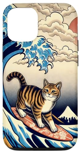 Hülle für iPhone 13 Pro Surfing Cat Hokusai Great Wave Off Kanagawa Japanese Retro von Surfing Cat Hokusai Great Wave Off Kanagawa Japan