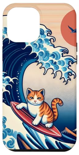 Hülle für iPhone 14 Plus Surfing Cat Hokusai Great Wave Off Kanagawa Japanese Retro von Surfing Cat Hokusai Great Wave Off Kanagawa Japan