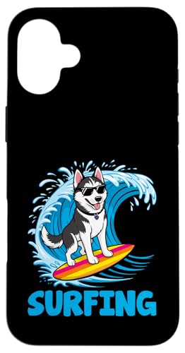 A Husky Surfing Surfer Sea Wave Paddel Hülle für iPhone 16 Plus von Surfing Gifts for Waves Surfer