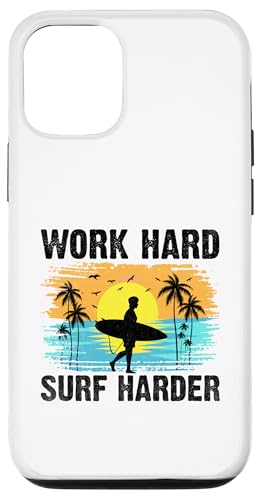 Work Hard Surf Harder Surfer Sea Wave Paddel Hülle für iPhone 12/12 Pro von Surfing Gifts for Waves Surfer