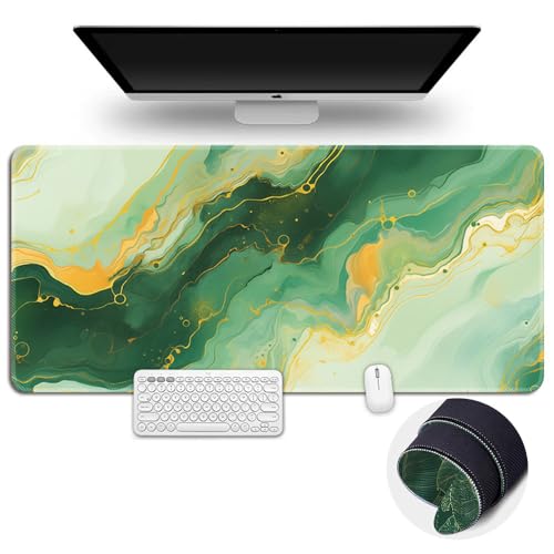 Surwin Gaming Mauspad Groß Multifunktionales Office Mousepad, 3D-Marmor Mauspad Laptop Schreibunterlage, Mauspads für Kabellose Maus Computerbüro (500x1000mm,Grün 8) von Surwin