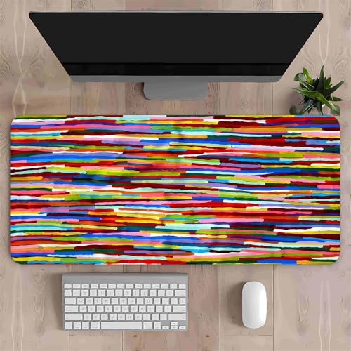 Surwin Gaming Mauspad Groß Multifunktionales Office Mousepad, Mauspad mit Verdrehte Farbige Linien Motiv, Laptop Schreibunterlage,Mauspads für kabellose Maus, Computerbüro (100x50cm,Bunt B) von Surwin