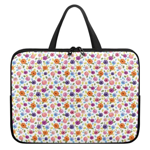 Surwin Laptophülle mit Griff, 3D Floral Muster Laptop Hülle Tasche Wasserdicht Laptop Hüllen Laptoptasche mit Reißverschluss, Stoßfest Langlebig Notebook Sleeve (15 Zoll,Bunt) von Surwin