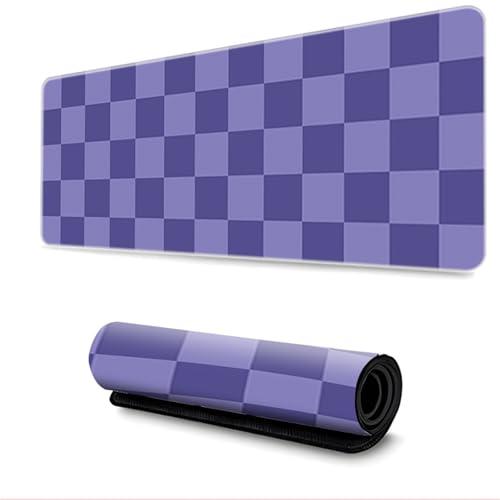 Surwin Mauspad Groß, Checkerboard Stil Mouse Pad Gaming Office Mousepad Mauspads Gaming Mat Pad Dicke 3mm rutschfest Desk Mat - Verbessert Präzision und Geschwindigkeit (300x800mm,Lila) von Surwin