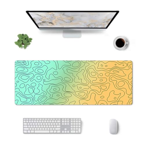 Surwin Mauspad Groß, Gradientenfarbe Mouse Pad Gaming Office Mousepad Mauspads Gaming Mat Pad rutschfest Desk Mat - Verbessert Präzision und Geschwindigkeit (Grün + Orange,400x900mm) von Surwin