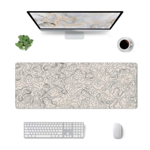 Surwin Mauspad Groß, Welle Linie Einfach Stil Mouse Pad Gaming Office Mousepad Mauspads Gaming Mat Pad rutschfest Desk Mat - Verbessert Präzision und Geschwindigkeit (Beige,300x800mm) von Surwin