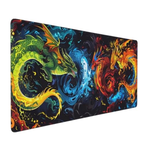 Drache Mauspad XXL Mauspad 1000x500 mm Schreibtischunterlage, Wasserdicht Mauspad Yin Yang Mousepad XXL, Gaming Mauspad Groß Verbessert Präzision und Geschwindigkeit, Gaming Zubehör Zimmer Deko -MU266 von Suuiizaa