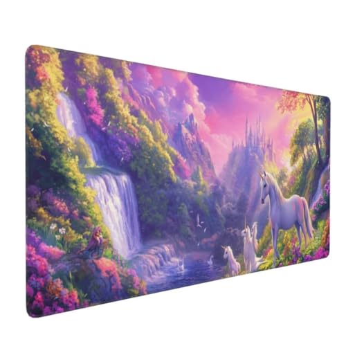 Fantasie Einhorn Mauspad XXL Mauspad 900x400x3mm Schreibtischunterlage, Wasserdicht Mauspad Anime Mousepad XXL, Mauspad Groß Verbessert Präzision und Geschwindigkeit, für Geschenke Frauen Desk Mat von Suuiizaa