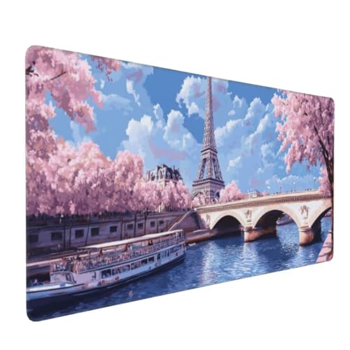 Frankreich Turm Mauspad XXL Mauspad 1400x600x3mm Schreibtischunterlage, Wasserdicht Mauspad anime Mousepad XXL, Mauspad Groß Verbessert Präzision und Geschwindigkeit, für Geschenke Frauen Desk Mat von Suuiizaa