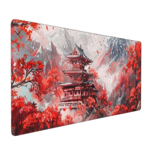 Japan Landschaft Mauspad XXL Mauspad 900x400x3mm Schreibtischunterlage, Wasserdicht Mauspad anime Mousepad XXL, Mauspad Groß Verbessert Präzision und Geschwindigkeit, für Geschenke Frauen Desk Mat von Suuiizaa