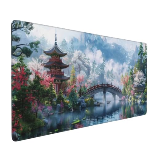 Japanisch Mauspad XXL Mauspad 800x400 mm Schreibtischunterlage, Wasserdicht Mauspad Landschaft Mousepad XXL, Gaming Mauspad Groß Rutschfeste Unterseite, für Gaming Zubehör Zimmer Deko, Geschenk -MU346 von Suuiizaa