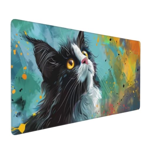 Katze Buntes Mauspad XXL Mauspad 1200x400x3mm Schreibtischunterlage, Wasserdicht Mauspad anime Mousepad XXL, Gaming Mauspad Groß Verbessert Präzision und Geschwindigkeit,für Gaming Zubehör Zimmer Deko von Suuiizaa