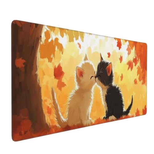 Katze Pärchen Mauspad XXL Mauspad 900x400x3mm Schreibtischunterlage, Wasserdicht Mauspad anime Mousepad XXL, Gaming Mauspad Groß Verbessert Präzision und Geschwindigkeit,für Gaming Zubehör Zimmer Deko von Suuiizaa