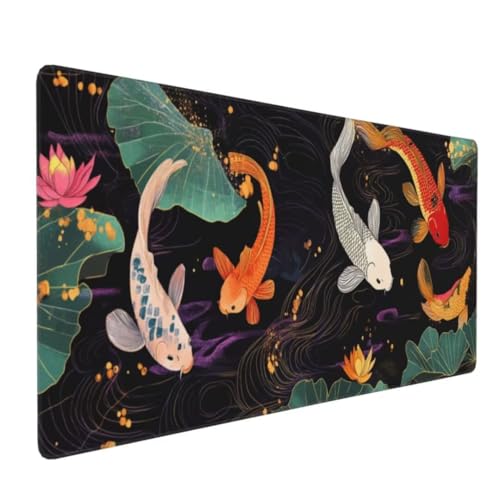 Koi Buntes Mauspad XXL Mauspad 700x400x3mm Schreibtischunterlage, Wasserdicht Mauspad anime Mousepad XXL, Gaming Mauspad Groß Verbessert Präzision und Geschwindigkeit, für Gaming Zubehör Zimmer Deko von Suuiizaa