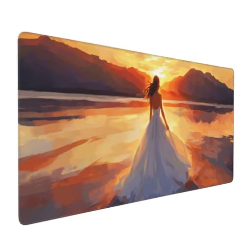 Mädchen See Mauspad XXL Mauspad 1000x600x3mm Schreibtischunterlage, Wasserdicht Mauspad anime Mousepad XXL, Gaming Mauspad Groß Verbessert Präzision und Geschwindigkeit, für Gaming Zubehör Zimmer Deko von Suuiizaa