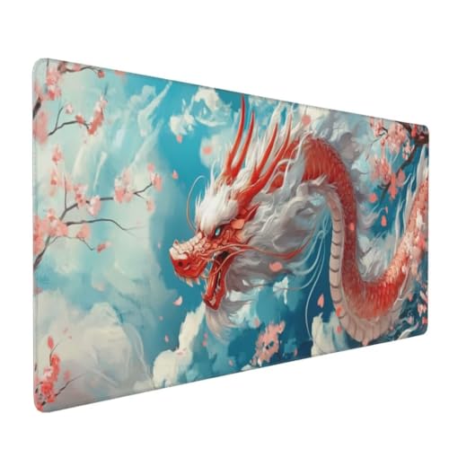 Rosa Drache Mauspad XXL Mauspad 1000x600x3mm Schreibtischunterlage, Wasserdicht Mauspad anime Mousepad XXL, Gaming Mauspad Groß Verbessert Präzision und Geschwindigkeit, für Gaming Zubehör Zimmer Deko von Suuiizaa