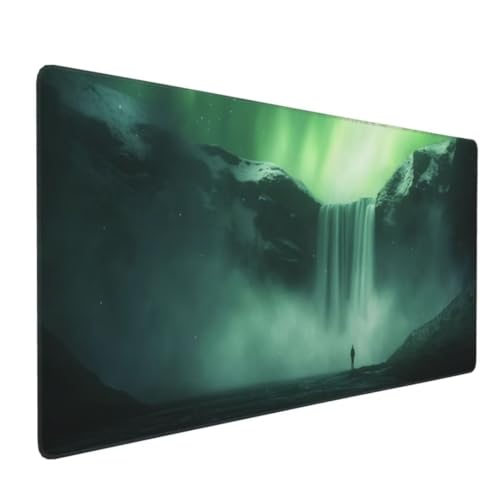 Wasserfall Grün Mauspad XXL Mauspad 900x400x3mm Schreibtischunterlage,Wasserdicht Mauspad anime Mousepad XXL,Gaming Mauspad Groß Verbessert Präzision und Geschwindigkeit,für Gaming Zubehör Zimmer Deko von Suuiizaa