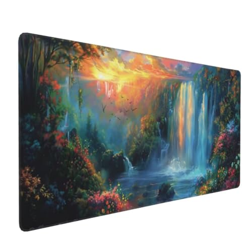 Wasserfall See Mauspad XXL Mauspad 800x400x3mm Schreibtischunterlage,Wasserdicht Mauspad anime Mousepad XXL,Gaming Mauspad Groß Verbessert Präzision und Geschwindigkeit,für Gaming Zubehör Zimmer Deko von Suuiizaa