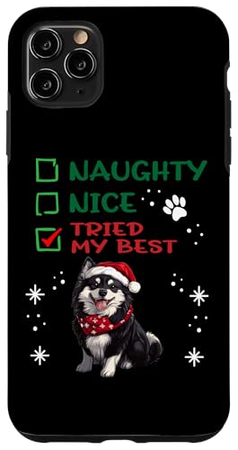 Hülle für iPhone 11 Pro Max Süßer schwedischer Lapphund Hund Weihnachten Naughty Nice Tried My von Swedish Lapphund Christmas Dog Breed Designs