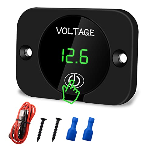 Voltmeter 12V Auto, DC 12V 24V LED Digital Voltmeter Wasserdichtes Spannungsmessgerät Batterietestermit Touch Schalter,Spannungsanzeige 12V für Auto Boot Motorrad LKW Wohnmobil ATV UTV von Sweetone